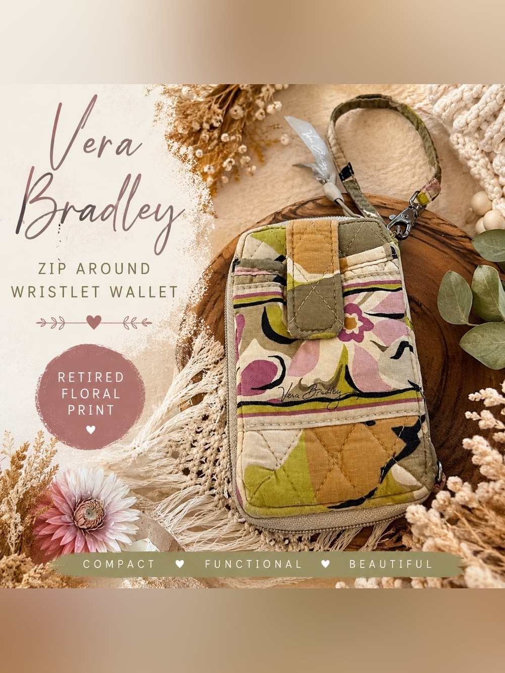 Vera Bradley Portobello Road Zip Around Wristlet Wallet